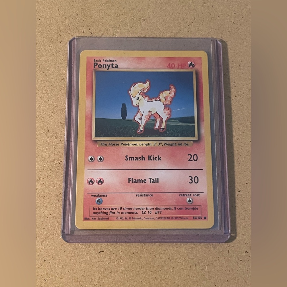 Ponyta Pokémon Card 1st Edition Base Set 60/102